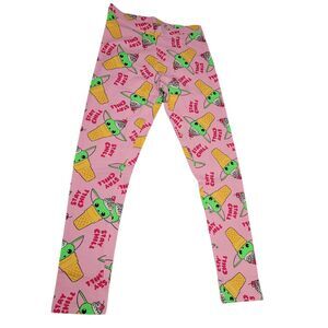 Spotted Zebra Girls  Active Colorful Pink Ice-cream Baby Yoda Printed Legging L